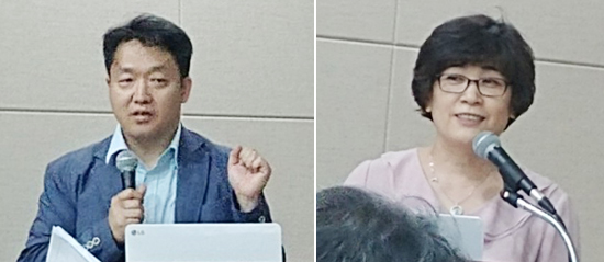 곽명섭(왼쪽) 보험약제과장과 박영미 약제기준부장