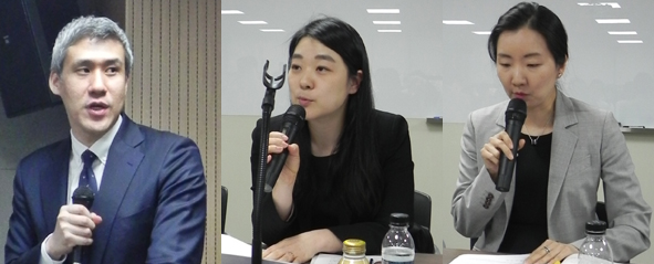 왼쪽부터 강한철 변호사, 정혜림 변호사, 김나경 교수
