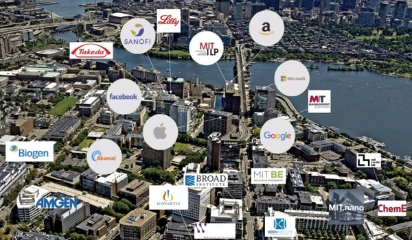 미국 보스턴 켄들스퀘어에 위치한 글로벌 제약사 연구소 현황(출처= MIT ILP, 사진 제공=한국제약바이오협회)