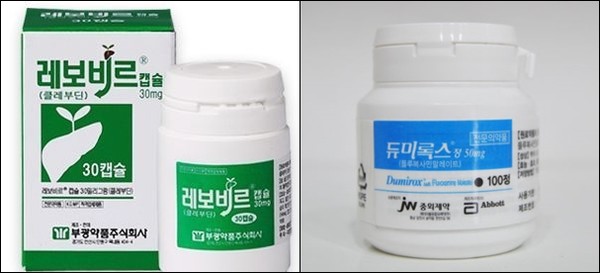 (왼쪽부터) 부광약품 B형 간염 치료제 '레보비르' JW중외제약 항우울제 '듀미록스'