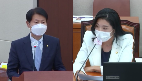 식약처 김강립 처장(왼쪽), 복지위 신현영 위원(더불어민주당).