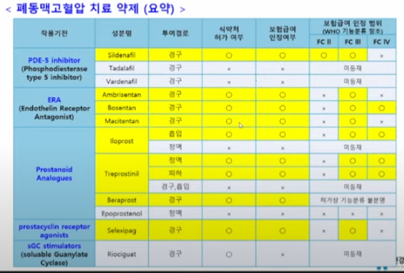 폐동맥고혈압 치료 약제