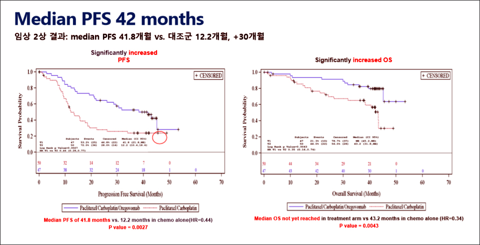 오레고보맙의 임상 2상 결과. 출처=회사 IR 자료집