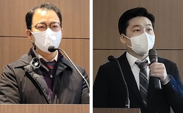 (왼쪽부터)건보공단 빅카지노 사이트운영실 조규동 팀장, 김록영 건강서비스부장은 공공보건의료 빅카지노 사이트 활용 세미나를 통해 건보공단이 제공할 수 있는 카지노 사이트와 신청 절차, 향후 국민 서비스 계획 등을 소개했다.
