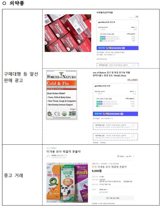 의약품 위반 광고 예시 (자료 출처 : 식약처)