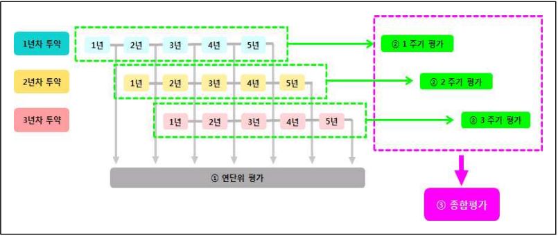 장기추적조사 종합평가 예시(추적조사 지정기간이 5년인 경우) (자료 제공 : 식약처)