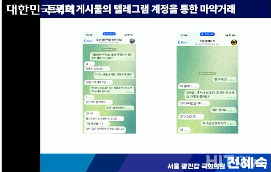 텔레그램 등에서 누구나 마약거래를 쉽게 할 수 있는 것으로 나타났다. (자료 출처 : 전혜숙 의원 발표자료)  