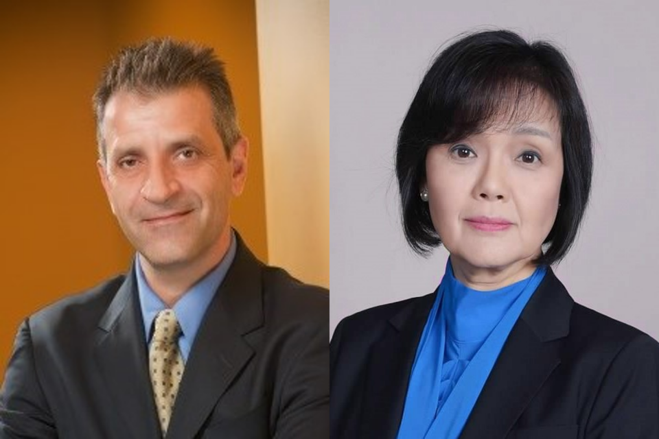 (왼쪽부터) 해리 클리앤쏘스 미국 법인 부사장, 샐리 최 본부장.