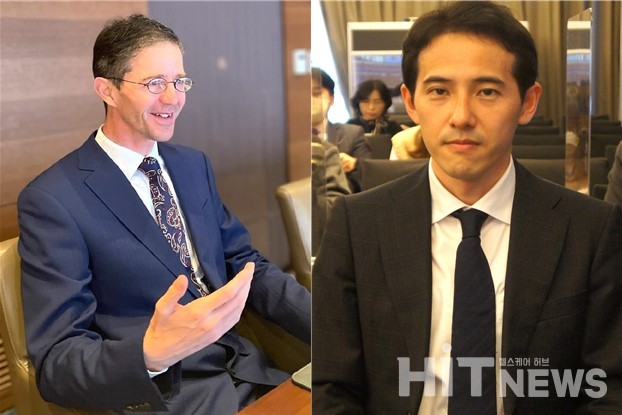 (사진 왼쪽부터) Harm-Jan Borgeld 로슈아시아파트너링 부문 글로벌 헤드,  Taku Sakurai 사노피 JPAC 사업개발&라이센싱 부서 디렉터.