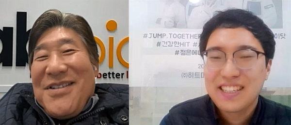 이상훈 에이비엘바이오 대표(왼쪽)는 남대열 히트뉴스 기자와 지난 11일(현지시간) 화상 인터뷰를 진행했다.