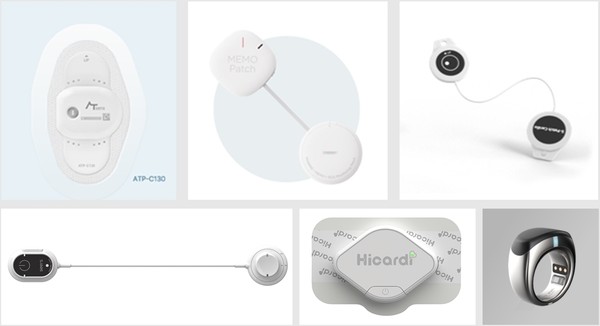 (왼쪽부터) 에이티센스 '에이티패치', 휴이노 '메모패치', 웰리시스 '에스패치', 시어스 '모비케어', 메쥬 '하이카디', 스카이랩스 '카트원플러스'