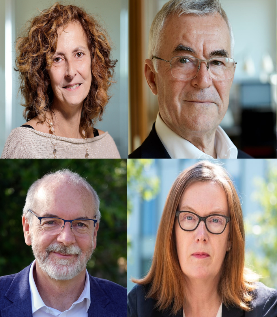 (왼쪽 상단부터 시계방향으로) GSK의 마리아그라지아 피자(Mariagrazia Pizza) 박사와 리노 라푸올리(Rino Rappuoli) 박사, 옥스포드대학 사라 길버트(Sarah Gilbert) 교수와 앤드류 폴라드(Andrew Pollard) 교수. 