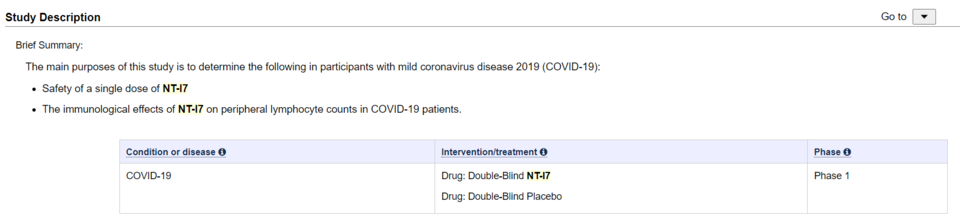 NIT-116의 임상 개요. 출처=clinicaltrials.gov