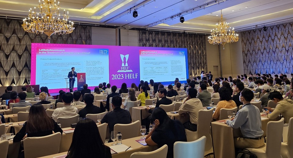 최근 태국에서 개최된 메디컬 에스테틱 최신 학술 지견과 시술 노하우를 공유하는 학술 포럼 '2023 H.E.L.F in Bangkok' 현장 모습 / 사진=휴젤