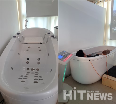 코어무브먼트 'ELMUS' 제품(왼쪽)을 기자가 직접 체험해봤다. / 사진=황재선 기자