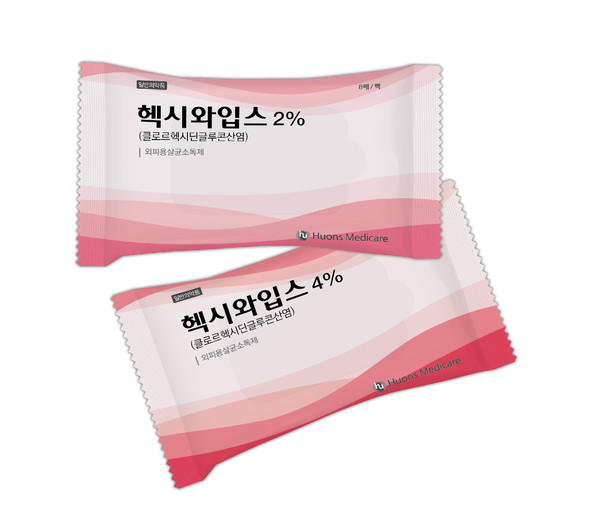 휴온스메디텍의 티슈형 살균소독제 '헥시와입스' / 사진=휴온스메디텍