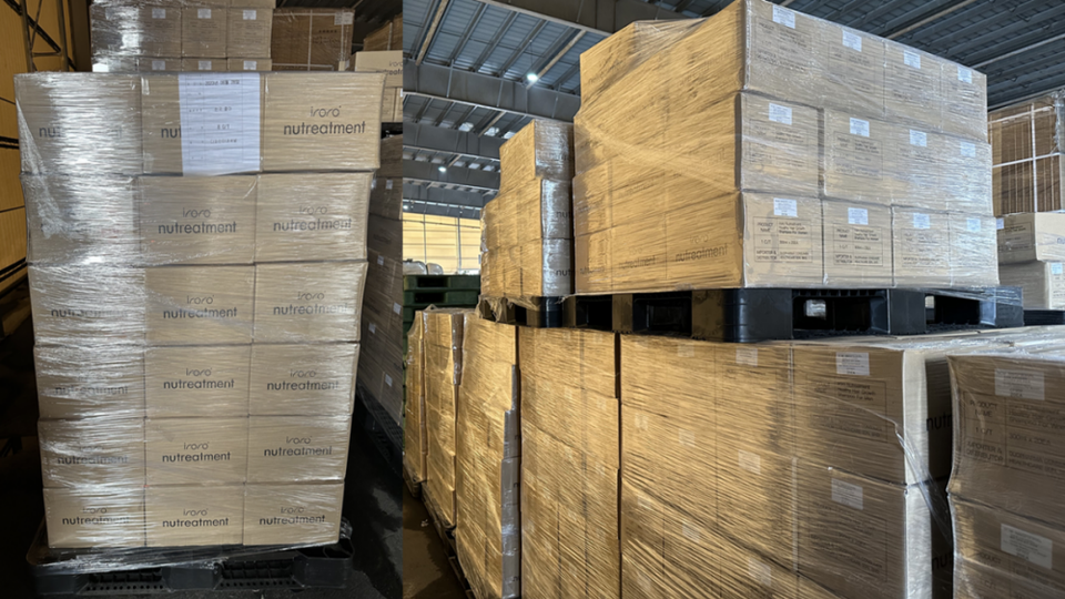 iroro 탈모케어 제품 컨테이너 선적. / 사진=에스씨엠생명과학