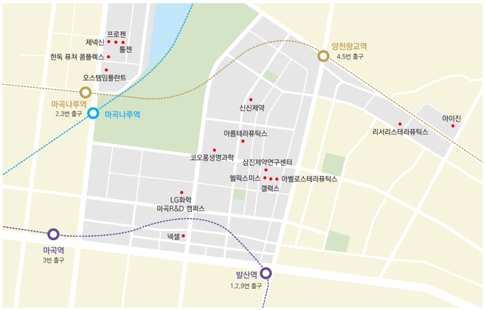 마곡동 주요 제약바이오 기업