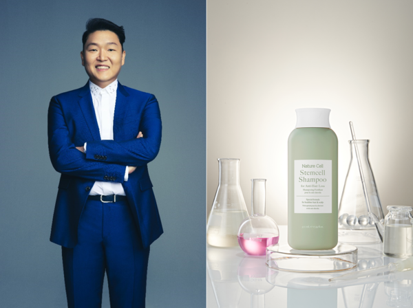 가수 싸이(좌)와 닥터쥬크르 네이처셀 스템셀 샴푸 제품 이미지(우) / 사진=네이처셀