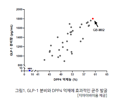 지아이바카라 디시옴은 GLP-1 분비와 DPP4 억제에 효과적인 균주를 발굴했다. / 사진=지아이바카라 디시옴