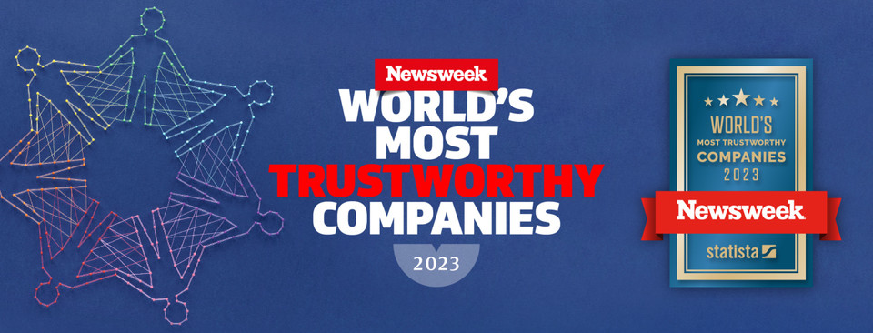뉴스위크의 '세계에서 가장 신뢰받는 기업 2023' 배너 이미지. / 그래픽=뉴스위크 웹사이트 캡처