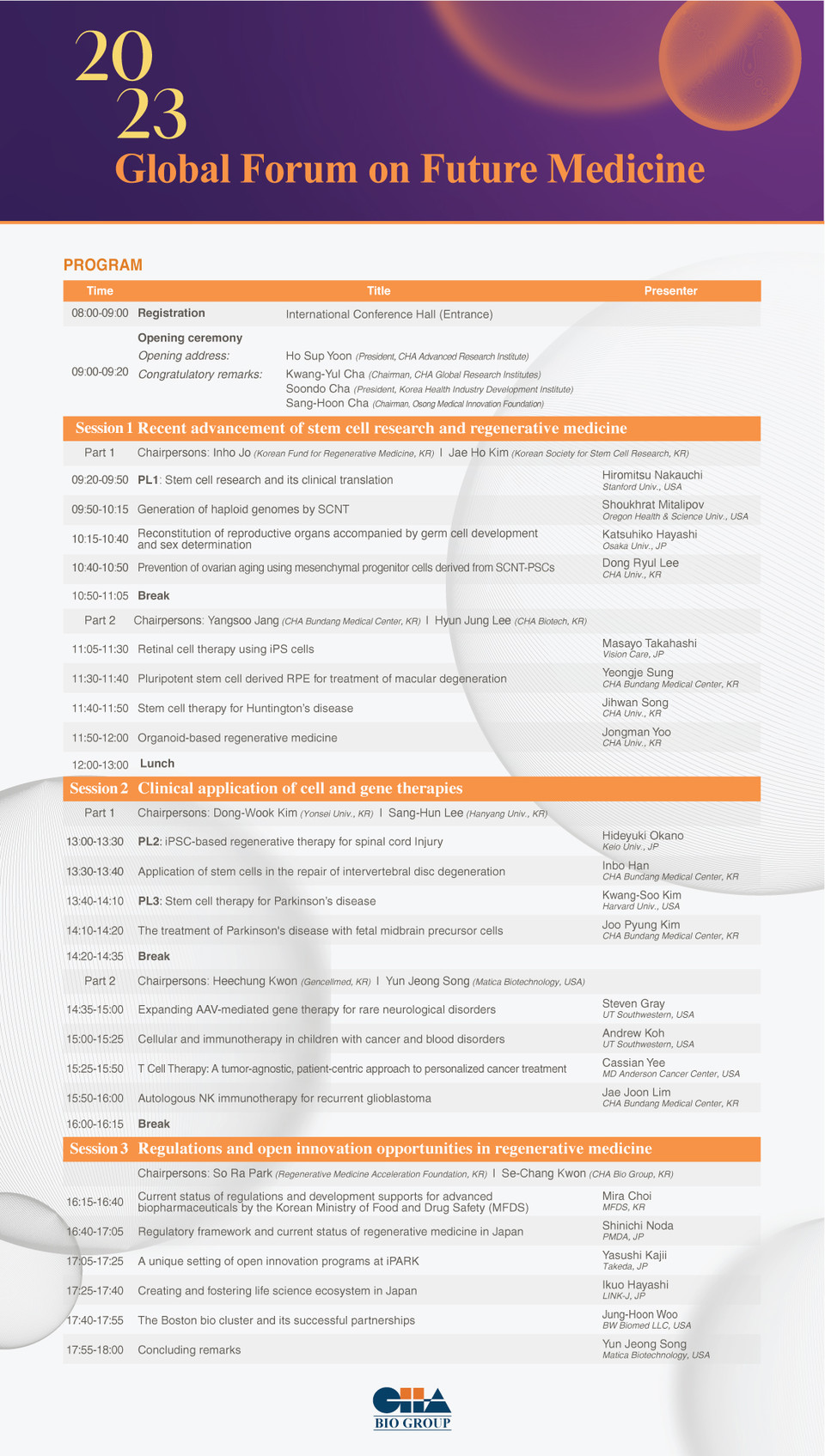 Global Forum on Future Medicine 2023 포스터 / 그래픽=차바이오그룹