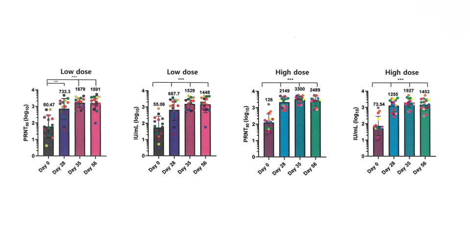mRNA 백신 'STP2104'의 임상 1상 중간 결과서 형성된 중화항체역가 / 사진=에스티팜