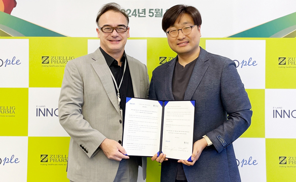 쥴릭파마 마크 프랑크 대표(왼쪽)와 이랜드이노플 김지원 대표이사