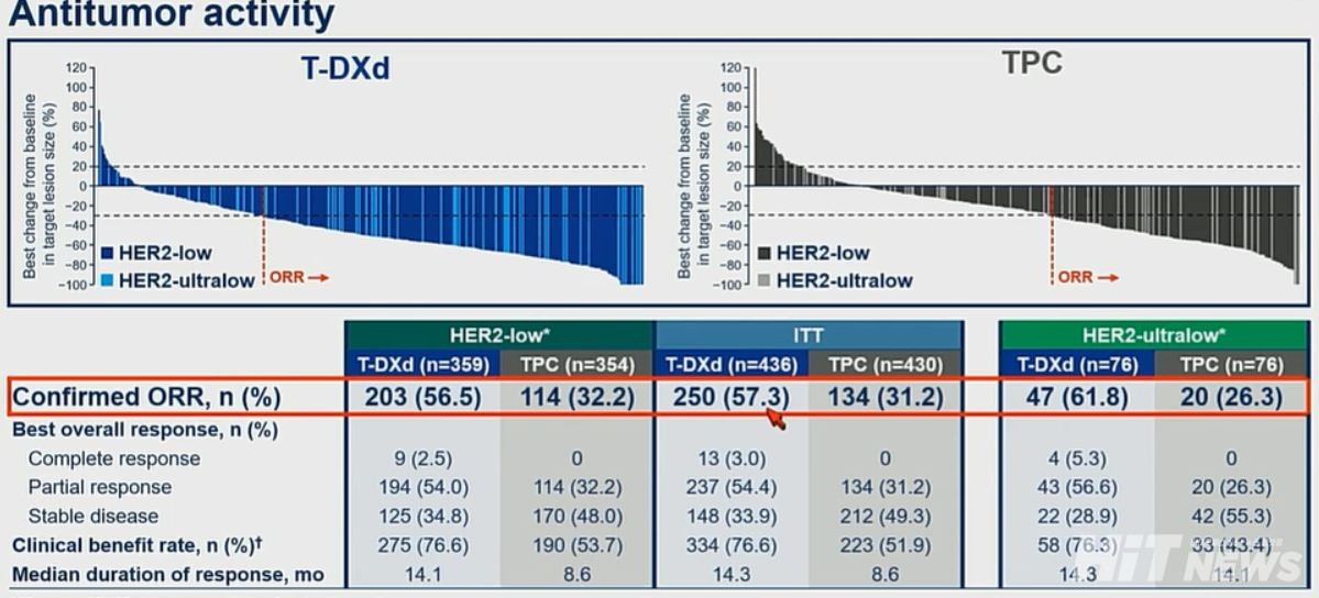 이차유효성평가변수인 ORR / 사진 = ASCO 발표