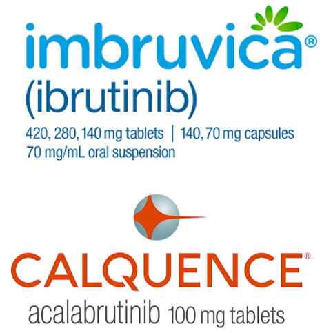임브루비카와 칼퀀스의 제품 로고 / 그래픽=애브비, 아스트라제네카