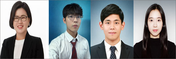 (왼쪽부터)신주영 교수, 홍빈 박사과정, 배성호 박사, 고화연 박사과정.
