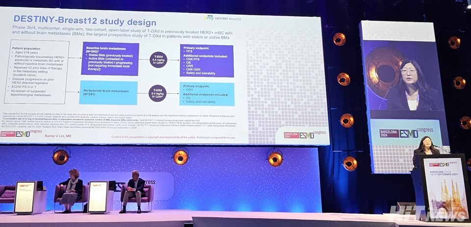 On September 14th at the ESMO Annual Meeting, data from the 3b/4 phase 'Destiny-Breast12' trial targeting HER2-positive metastatic breast cancer patients with brain metastases was revealed. / Photo by Reporter Jaesun Hwang