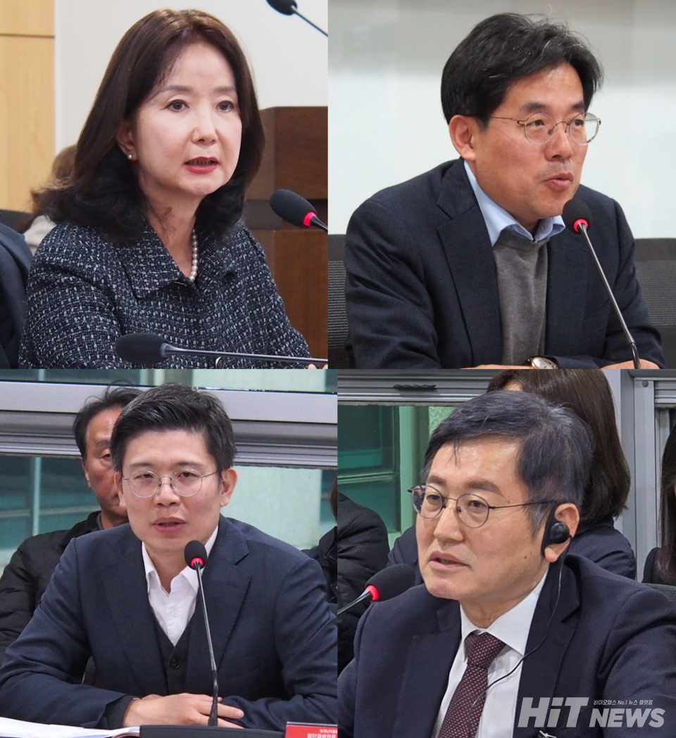 (사진 상단 왼쪽부터 시계방향으로) 윤채옥 한양대학교 교수, 권대근 식약처 첨단바이오의약품TF 팀장, 조인호 범부처카지노 룰렛판기술개발산업단 단장, 정순길 보건복지부 카지노 룰렛판정책과 과장.