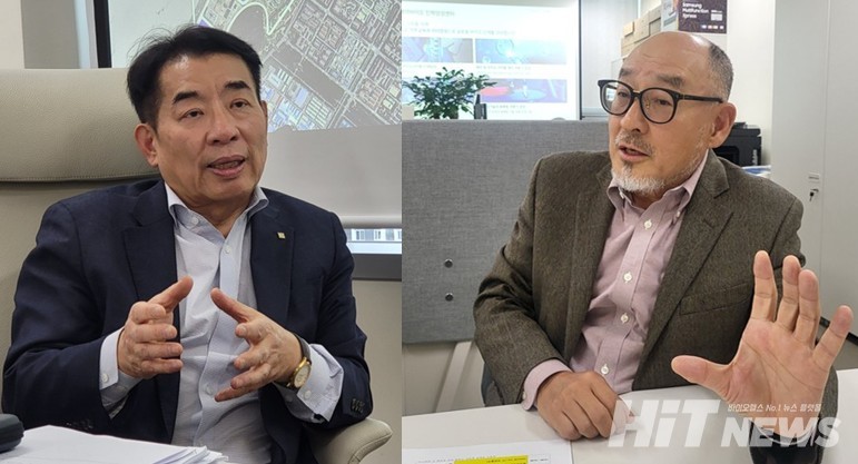 SNU 제약바이오인력양성센터 정진현 센터장(왼쪽)과 김대중 전 한국다이이찌산쿄 대표가 내달 7일 센터 개소 기념으로 열리는 '제약 마케팅 Legend를 듣는다' 특별 강좌의 기획 취지와 주요 내용을 설명하고 있다.