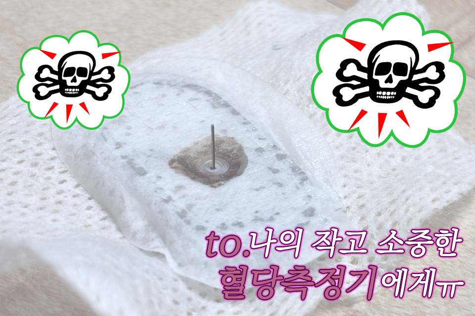 조금 지저분하긴 하지만 저 거뭇한 것은 피다. 바늘이 들어가면 소량의 피가 나오는데 센서에 붙은 반창고가 이를 흡수해 감염 등의 위험을 막아주는 형태다.