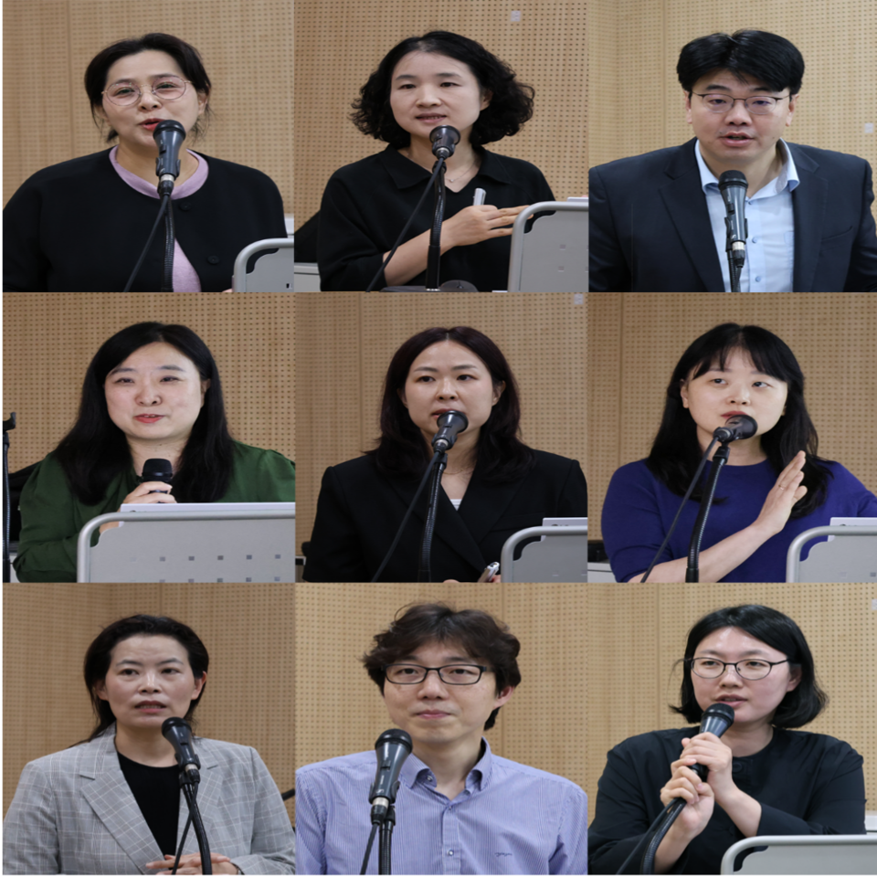 (사진 왼쪽 위부터) 서현진 큐로셀 상무, 이화복 한국유씨비카지노 슬롯 머신 규칙 전무, 박준섭 제일약품 이사, 오세림 건보공단 부장, 이민영 비아플러스 대표, 김보경 GSK 상무, 이숙현 심평원 부장, 유승래 동덕여대 교수, 최정민 KoBIA 이사