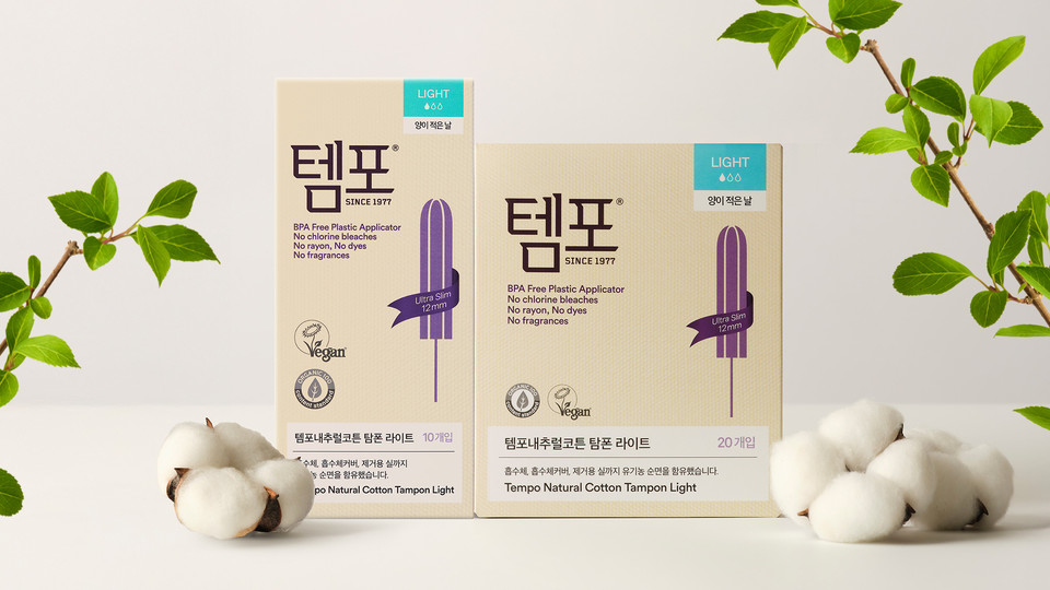 동아제약 삽입형 생리용품 '템포 내추럴코튼 탐폰 라이트'