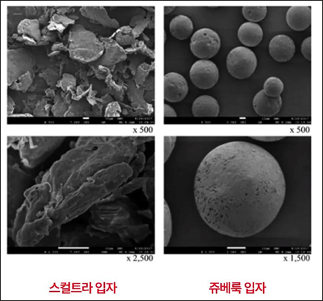 PLLA, PDLLA 입자의 전자현미경 입자사진 : 출처 조현진 원장 블로그.