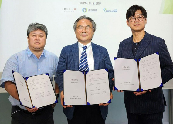 (왼쪽부터) 포스트바이오 천두성 대표, 원메디칼 최원웅 대표, 프로라젠 김지태 대표. 사진= 라파스.