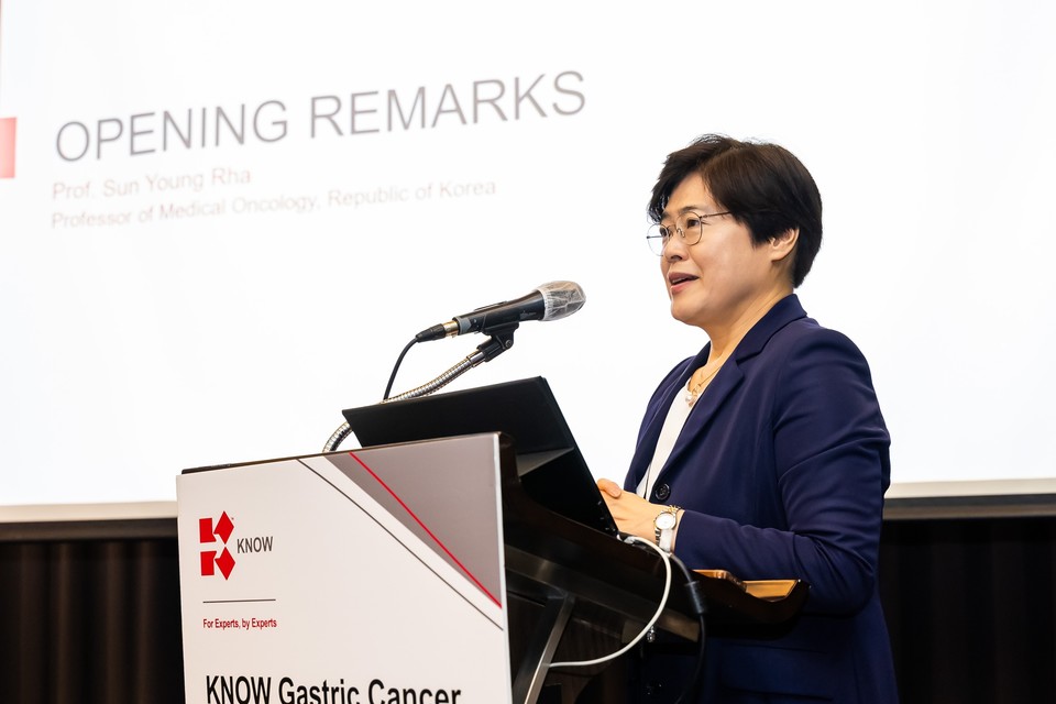 라선영 연세암병원 센터장이 한국아스텔라스 마스터클래스에서 강연을 진행하고 있다. /사진=한국아스텔라스