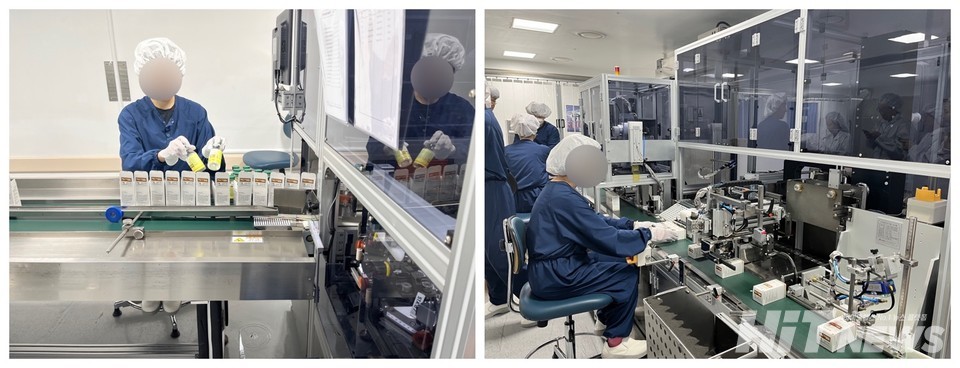 GC녹십자 직원들이 알리글로 포장을 하고 있다. 