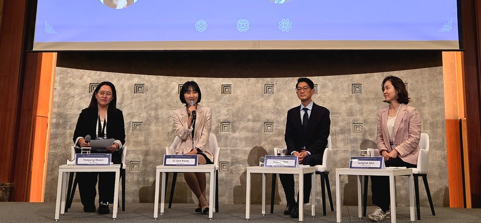 (왼쪽부터) 문여정 IMM인베스트먼트 상무, 강지수 BNH인베스트먼트 전무, 김현기 스톤브릿지벤처스 이사, 안정란 SJ투자파트너스 상무 / 사진=김선경 기자