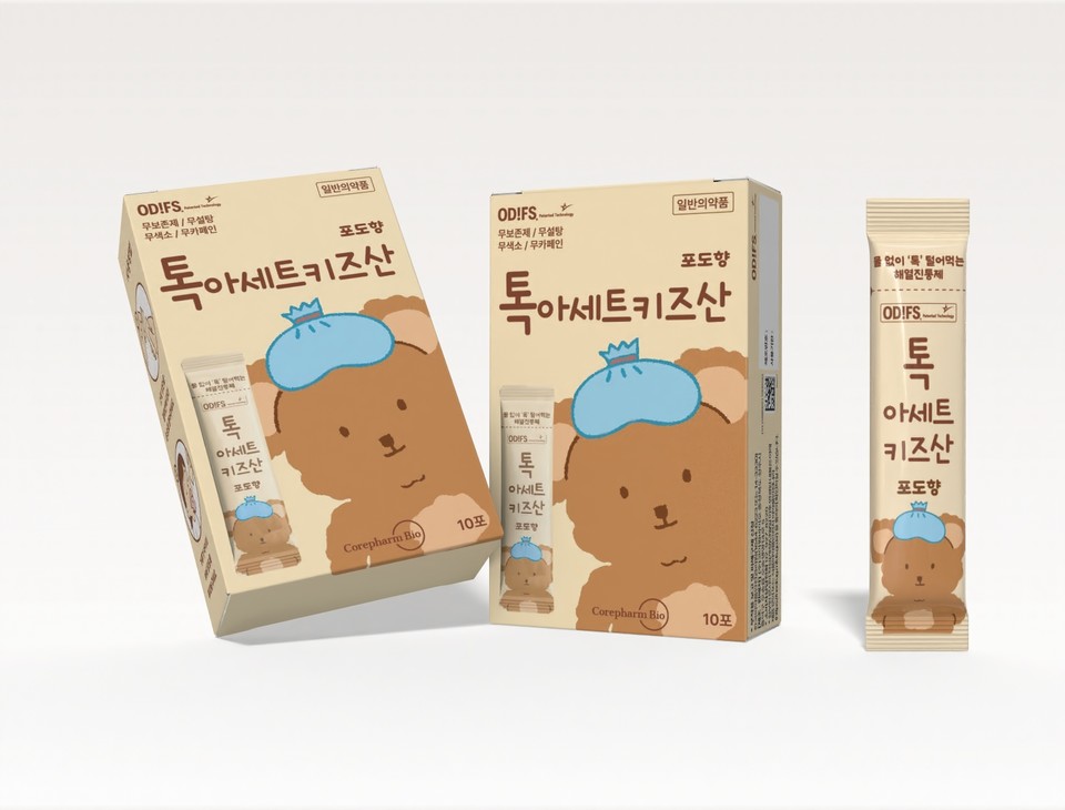 17일 출시된 일반의약품 '톡아세트키즈산' / 사진=코아팜바이오