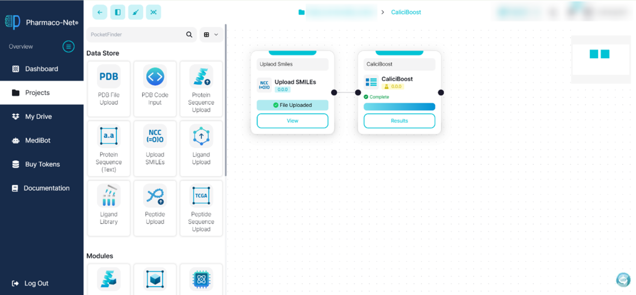 CaliciBoost 모듈 작동 화면