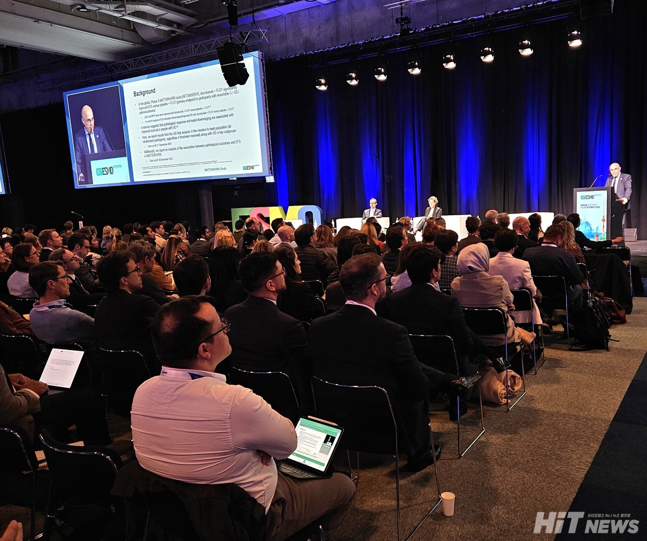 지난 17일 독일 베를린에서 개최된 유럽종양학회(ESMO 현지시각)에서는 절제 가능한 위암 환자에서 임핀지+FLOT(5-플루오로우라실+류코보린+옥살리플라틴+도세탁셀) 요법과 위약+FLOT 요법을 비교한 3상 'MATTERHORN' 연구의 전체생존기간(OS) 분석 데이터가 공개됐다. / 사진=황재선 기자