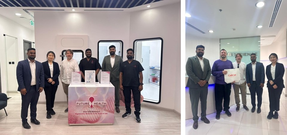 엑셀세라퓨틱스는 지난 11월 4일부터 6일까지 아랍에미리트(이하 UAE)를 방문해 자사 화학조성배지 '셀커(CellCor)'와 '엑소좀 자동화 분리정제장비(EXODUS)'의 공급 협의를 진행했다고 7일 밝혔다. / 사진=엑셀세라퓨틱스 
