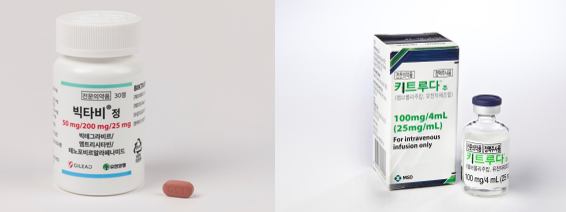 (왼쪽부터) 빅타비, 키트루다 제품 사진 /사진=길리어드사이언스, MSD