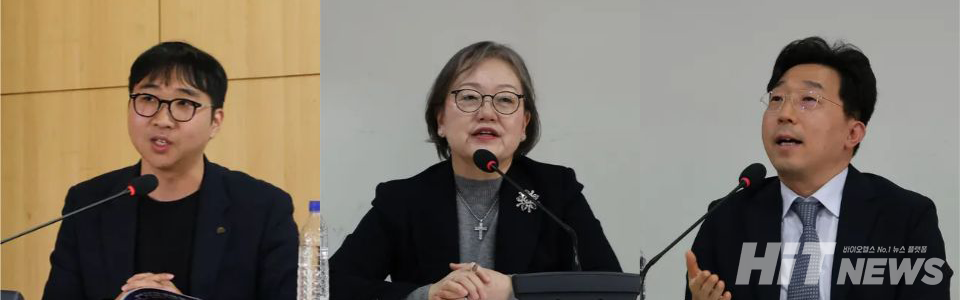 (왼쪽부터) 이주혁 소아희귀난치안과질환협회 대표, 박소라 재생의료진흥재단 원장, 김정훈 서울대학교병원 소아안과 교수