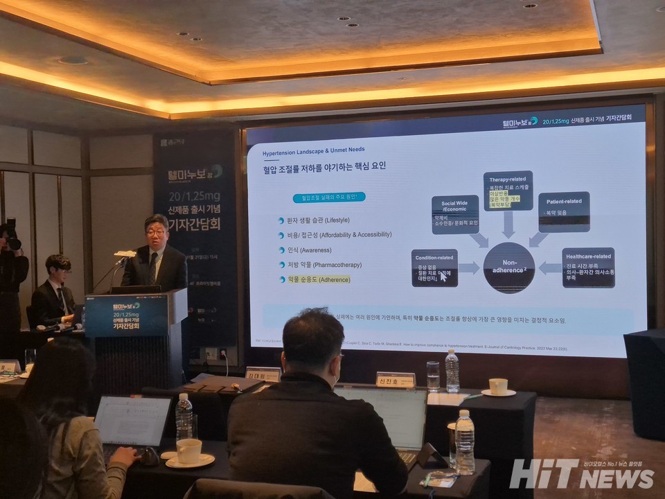 Chong Kun Dang held a press briefing on November 21st to mark the launch of its new hypertension treatment, Telminuvo 20/1.25 mg. / Photo by Reporter Dongwoo Kim