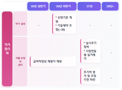 약가제도 합리화를 위한 제도시행 일정 로드맵/ 히트뉴스 이우진 기자 재구성
